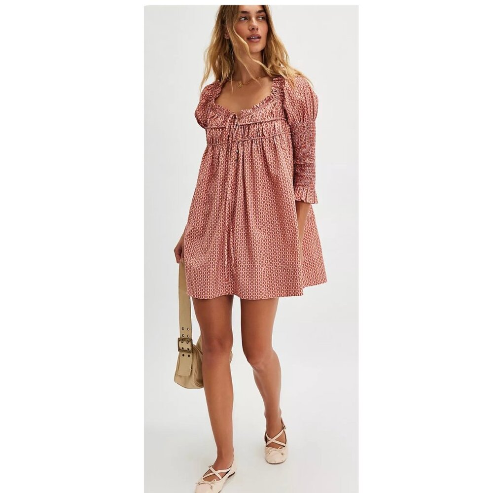 NWT Free People Star Dip Mini Dress Glass Roses Combo XS
